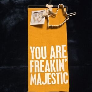 Yellow Tea Towel with Cookie Cutter